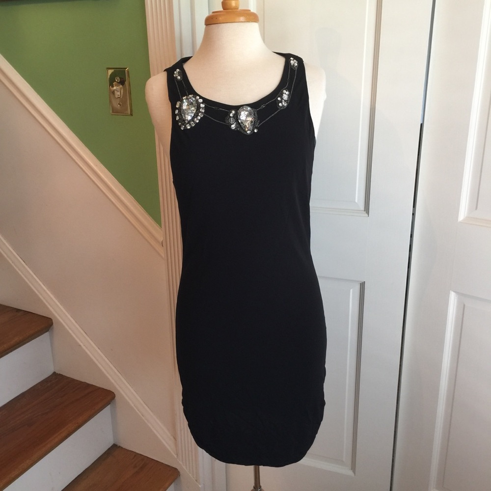 Alice + Olivia Embellished Black Cocktail Dress